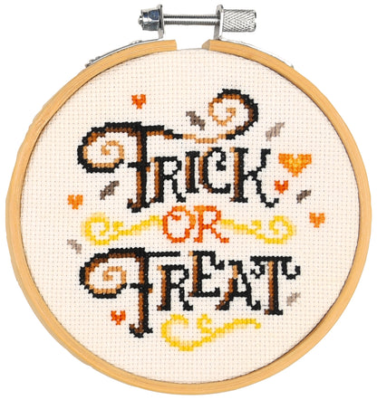Three Vervaco miniature Halloween cross stitch designs