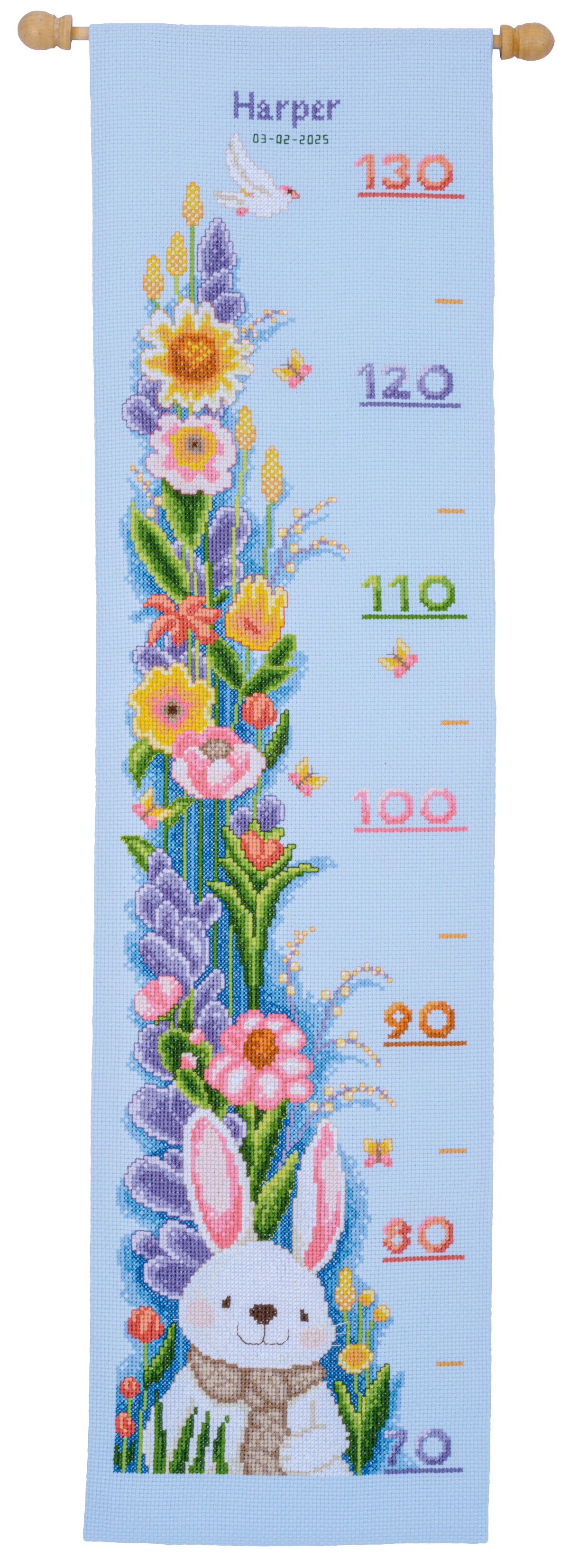 Vervaco Rabbit in Garden cross stitch height chart