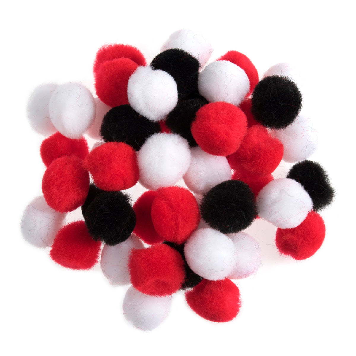 Pile of multicoloured craft pom poms