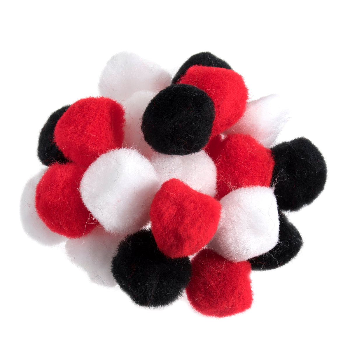 Pile of multicoloured craft pom poms