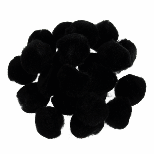 Trimits Black Pom Poms - 25mm (Pack of 100)