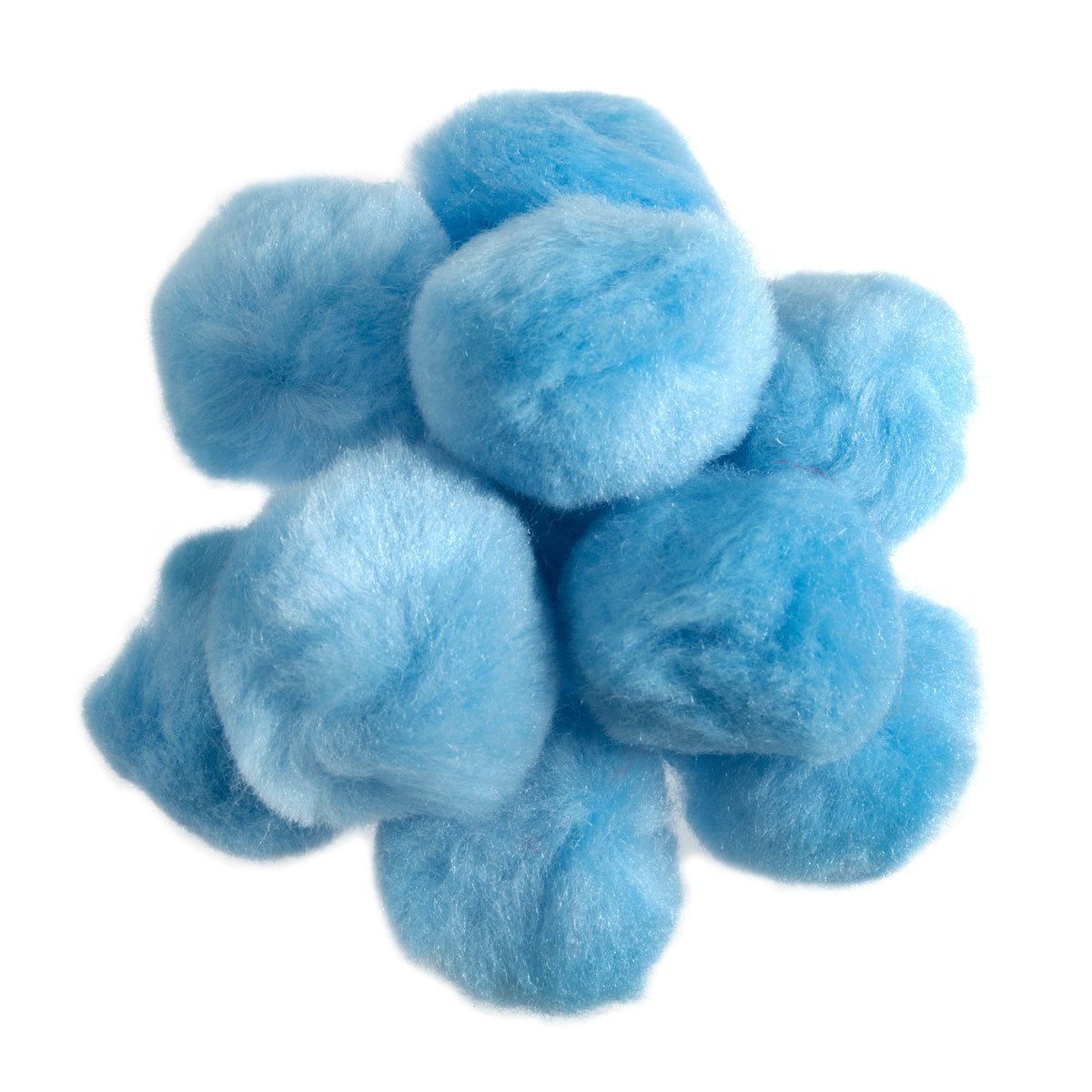 Pile of light blue 3.5cm pom poms
