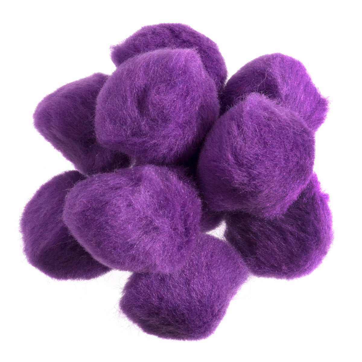 Pile of purple craft pom poms