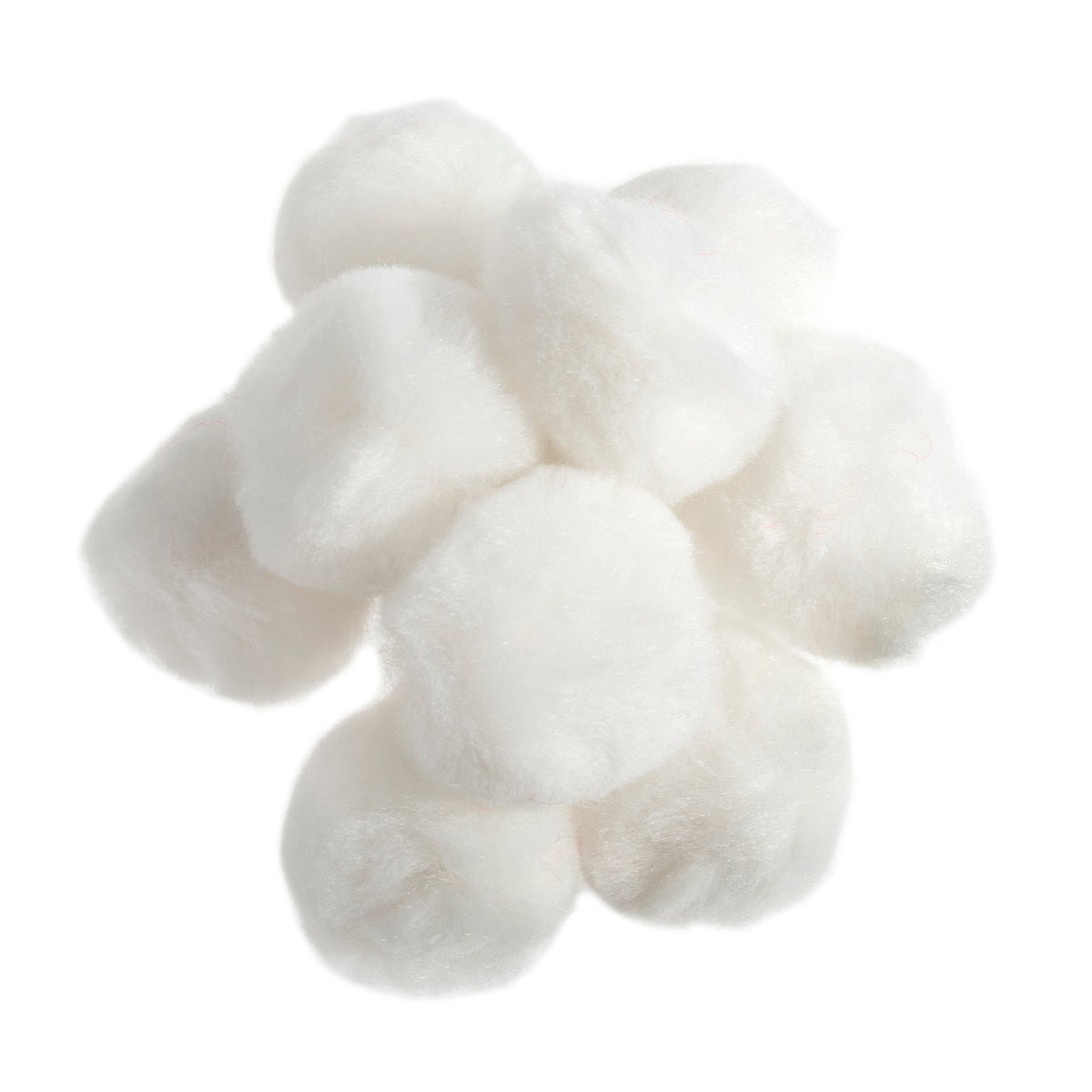 Pile of white craft pom poms