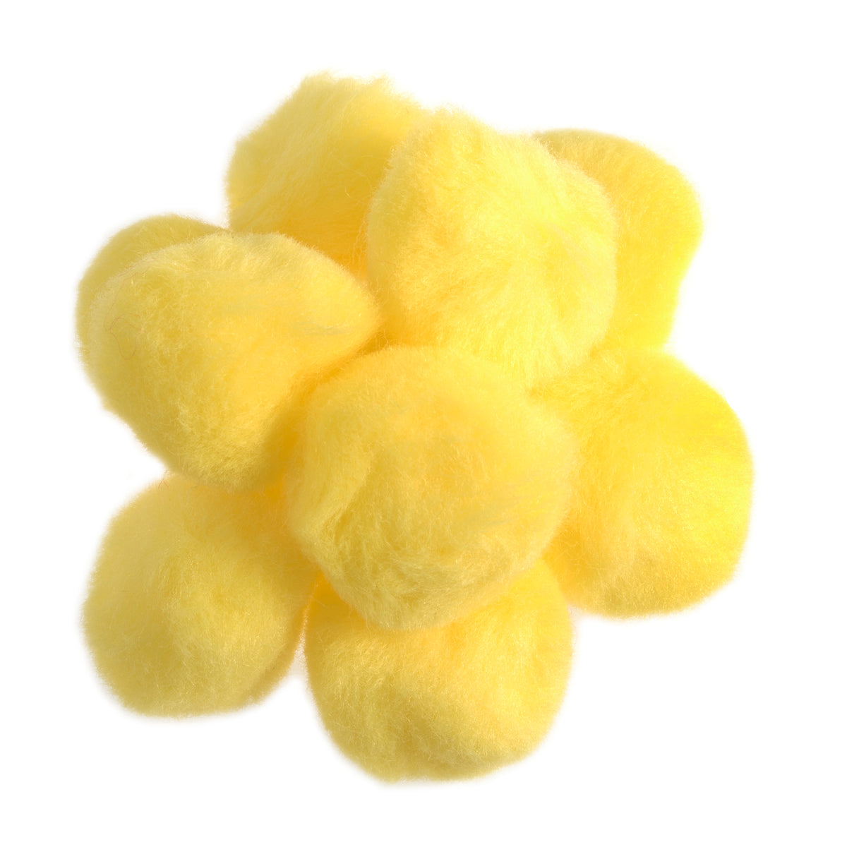 Pile of yellow craft pom poms