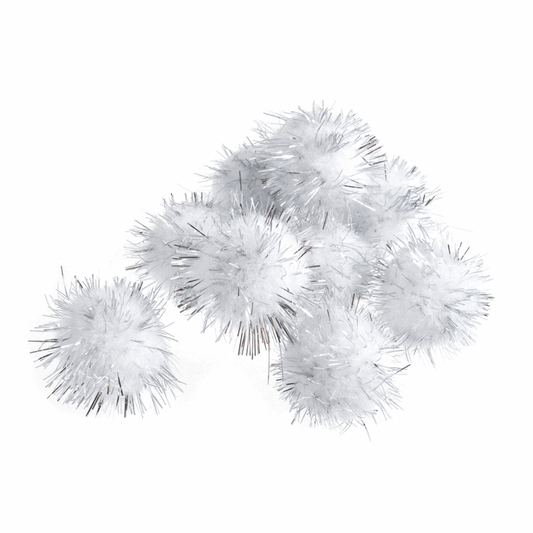Trimits Metallic Silver Pom Poms - 25mm (Pack of 100)
