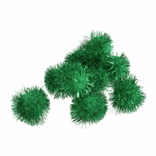 Trimits Metallic Green Pom Poms - 25mm (Pack of 100)