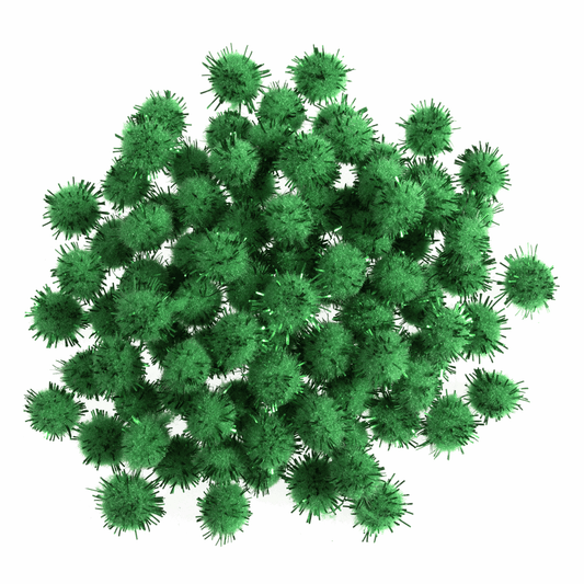 Trimits Metallic Green Pom Poms - 7mm (Pack of 100)