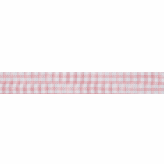 Bowtique Pink Gingham Polyester Ribbon - 5m x 15mm Roll