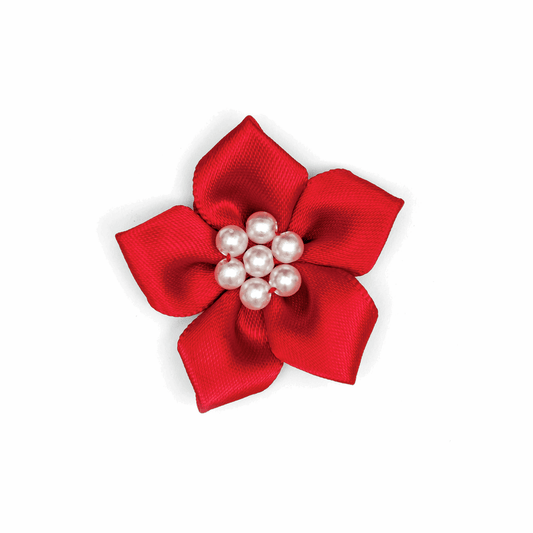 Red Satin Star with Pearls (Pack of 20)