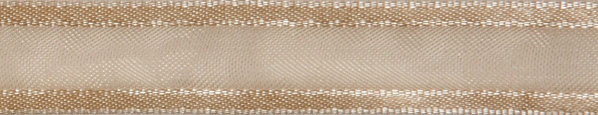 Reel of cream sheer organdie ribbon with satin edges