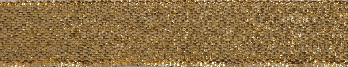 Reel of gold metallic ribbon