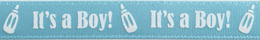 It's a Boy White/Blue Satin Ribbon - 4m x 10mm