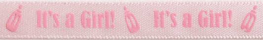 It's a Girl White/Pink Satin Ribbon - 4m x 10mm