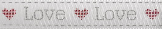 Love Grey and White Satin Ribbon - 4m x 16mm