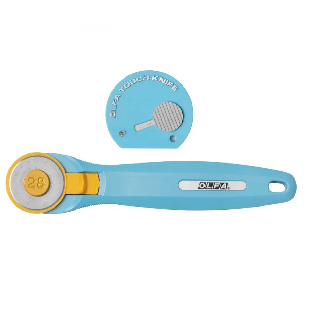 Olfa aqua 28mm rotary cutter with touch knife