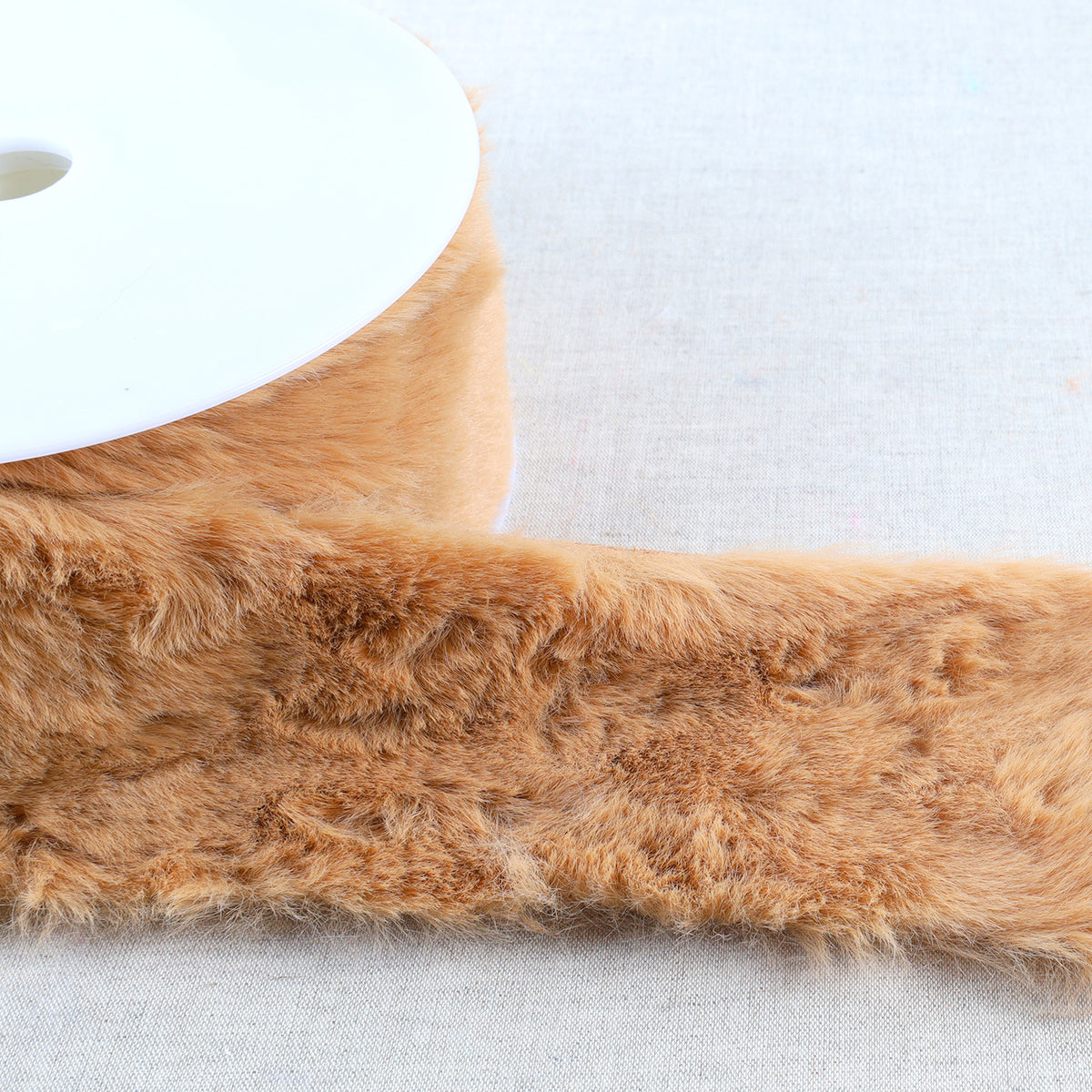 Camel faux fur trim