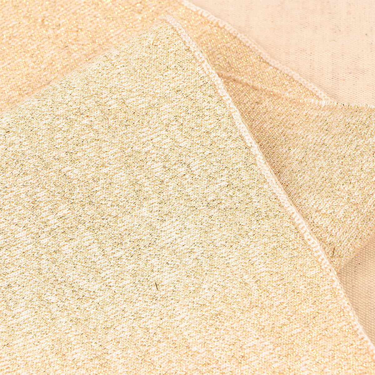 White and gold metallic knit cuff and waistband trim