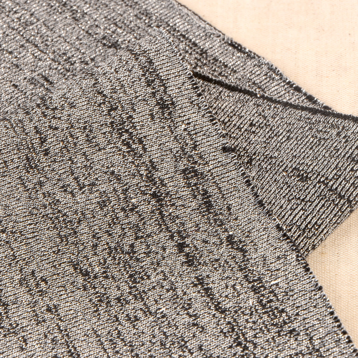 Black and silver metallic knit cuff and waistband trim