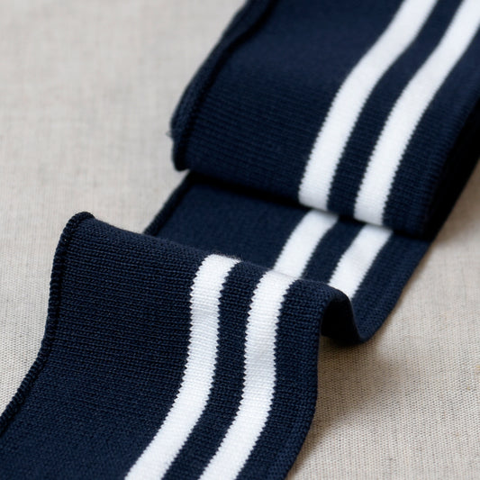 Navy/White stretch cuff and waistband trim