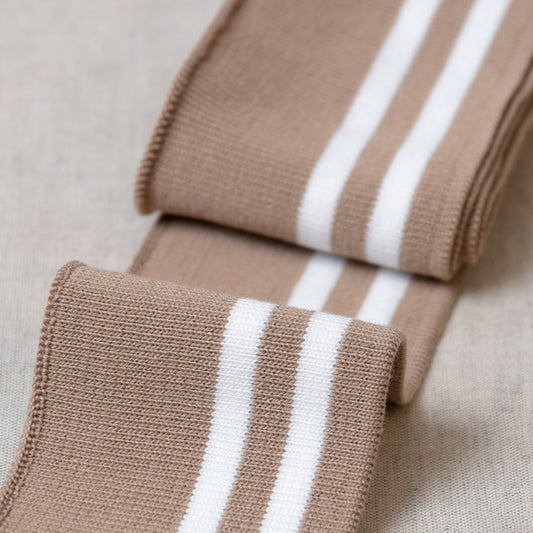 Beige/White stretch cuff and waistband trim