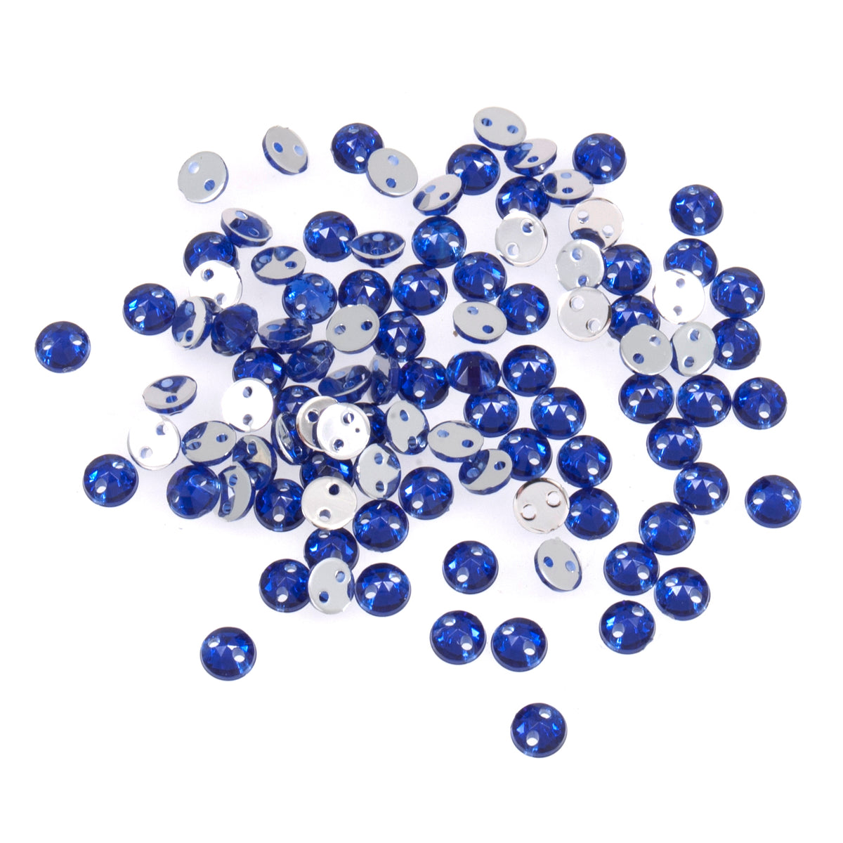 Dark Blue round sew-on gems