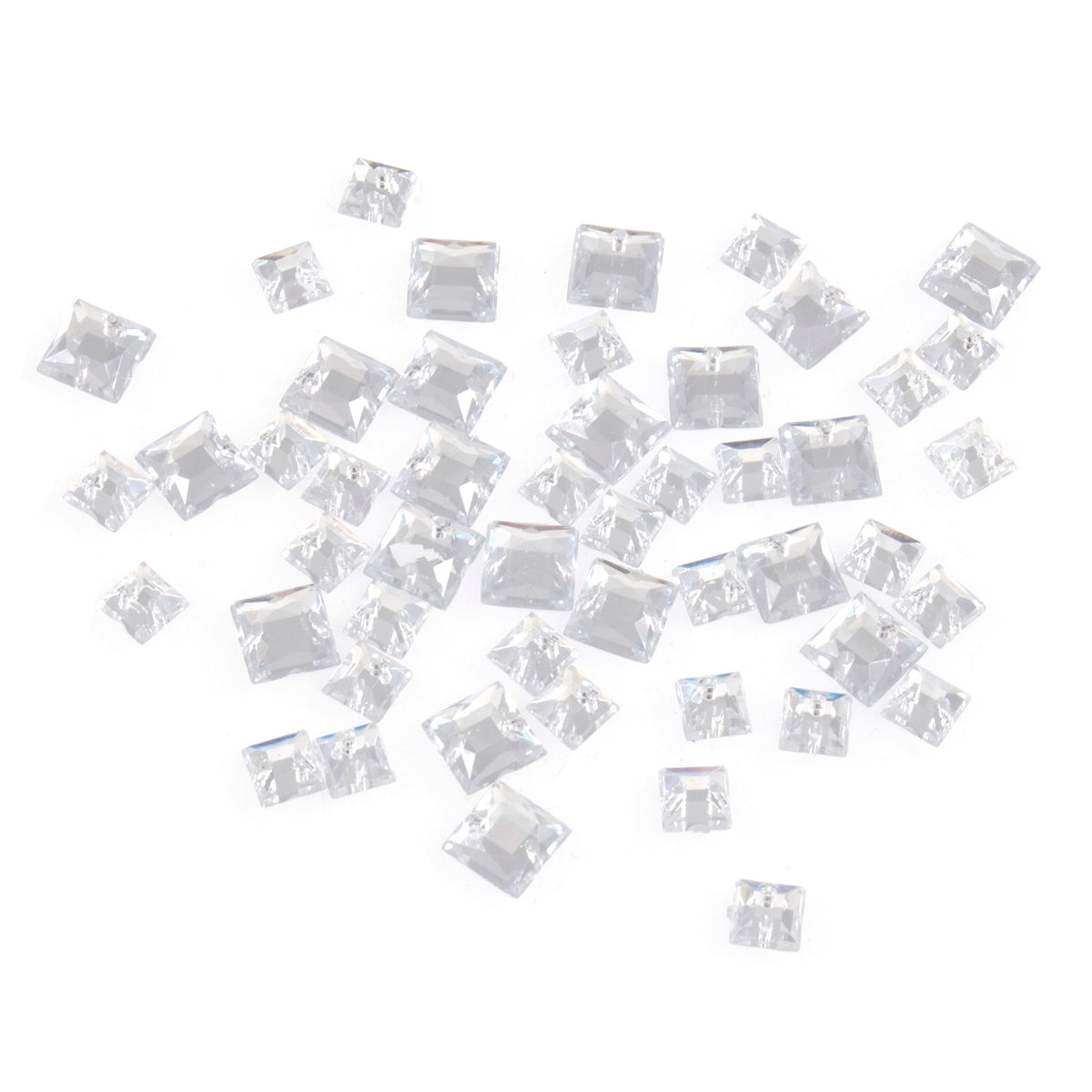 Clear square sew-on gems