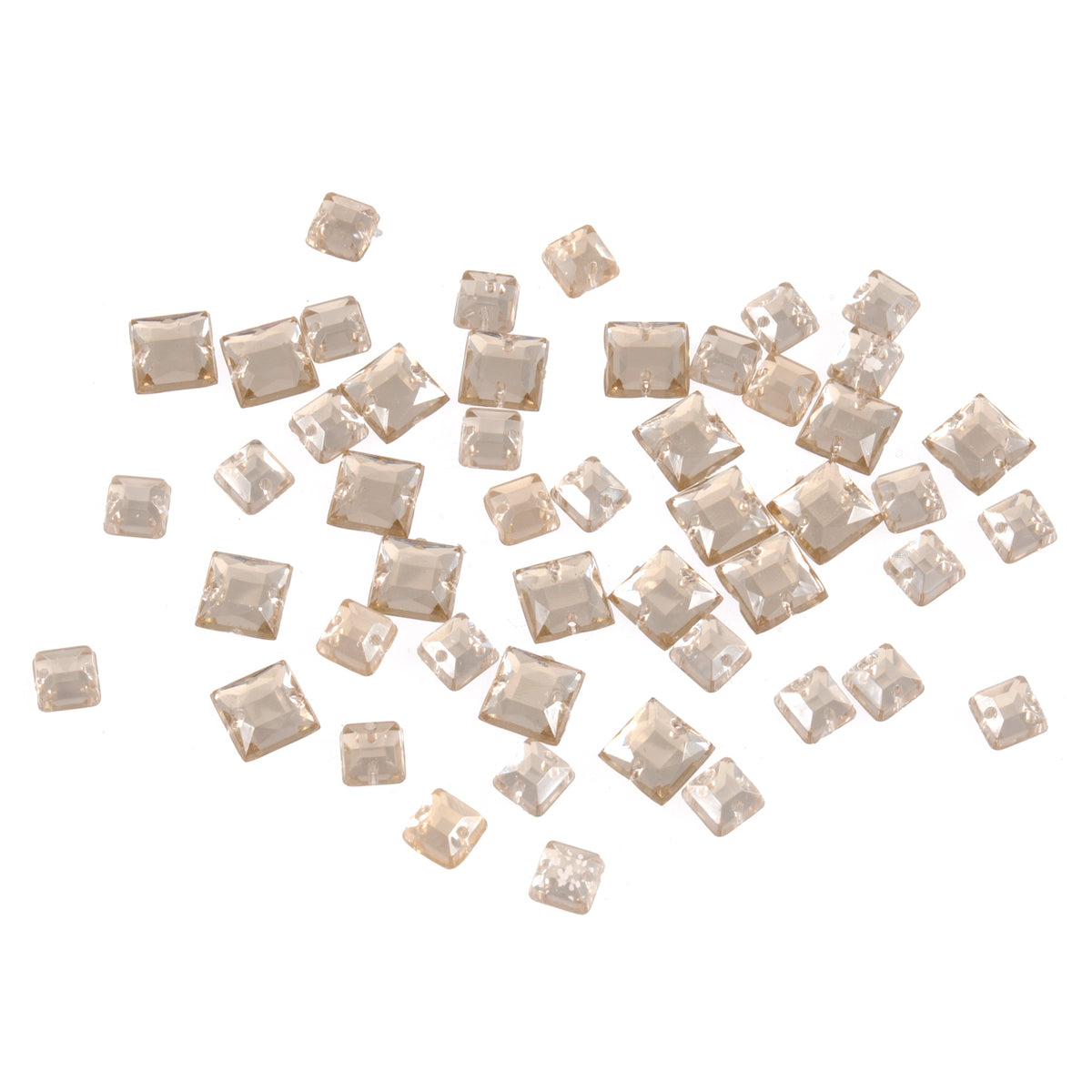 Pack of ivory square sew-on gems