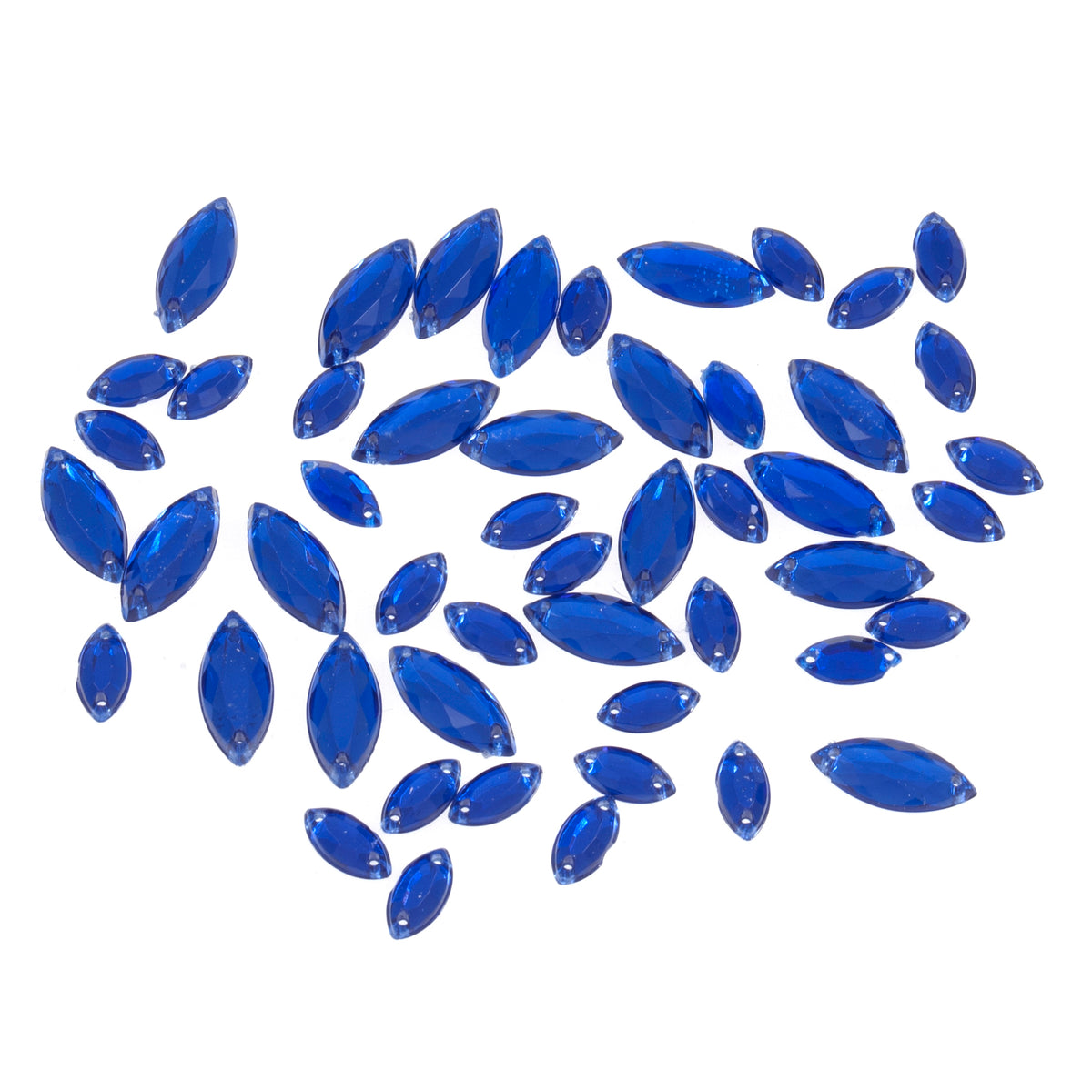 Pack of dark blue oval sew-on gems