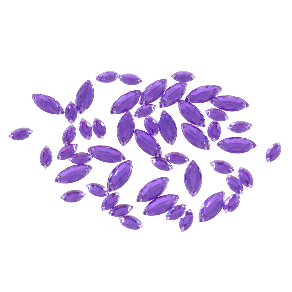 Pack of purple oval sew-on gems