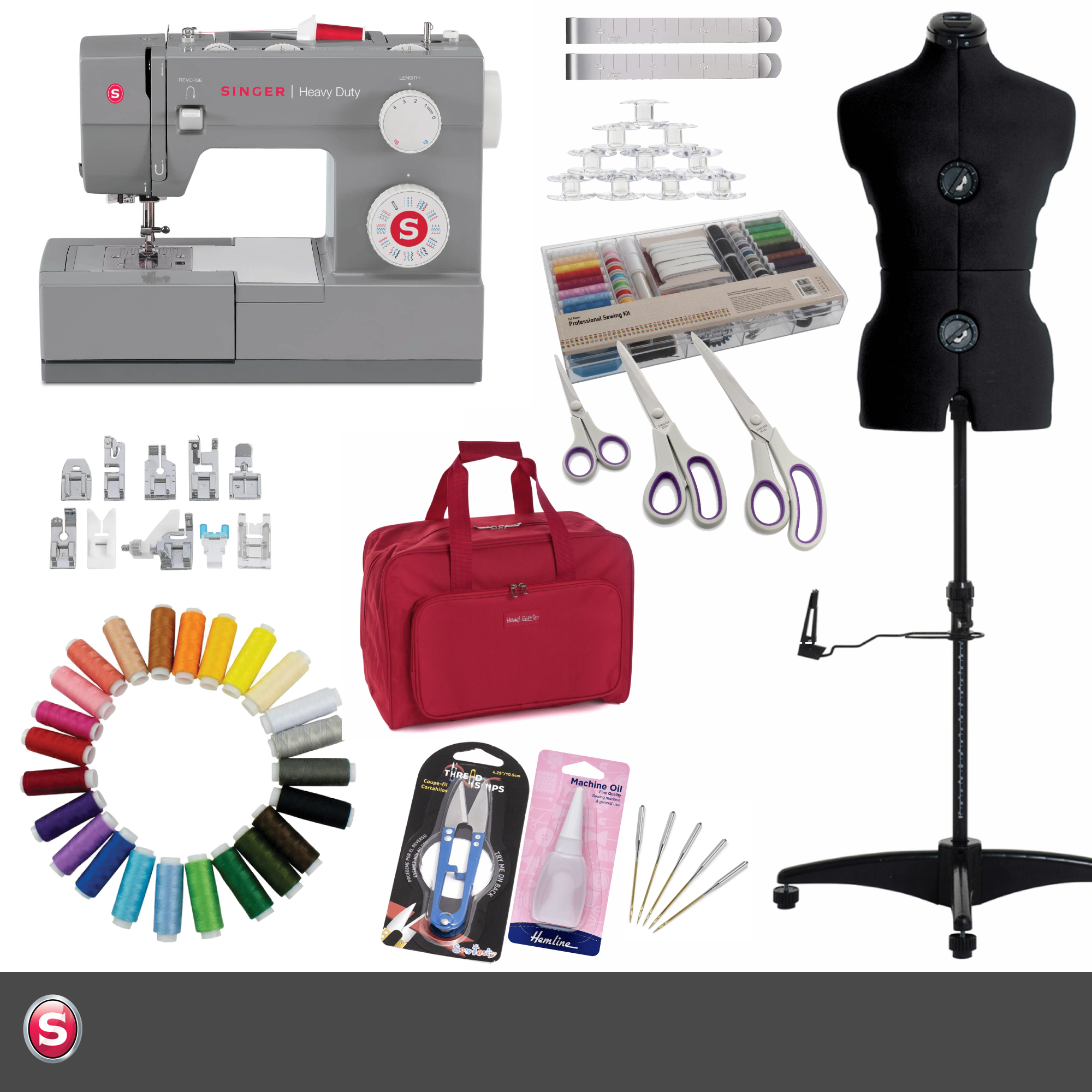 Singer Sewing Room Bundle - Sewing Machine, Mannequin and Accessories ...