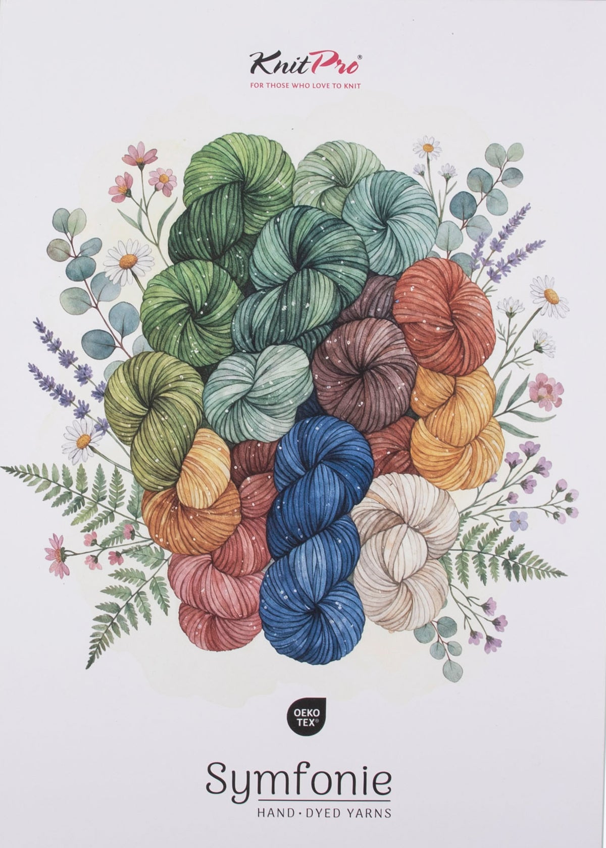 Symfonie Yarns shade card with yarn swatches