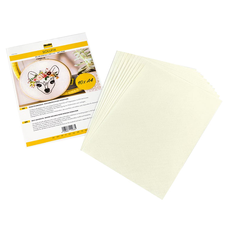 Pack of Vlieseline Solufix A4 embroidery backing sheets