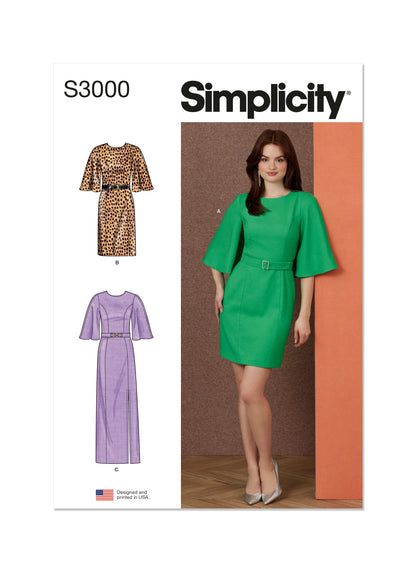 Simplicity S3000 sewing pattern envelope showing special occasion outfits