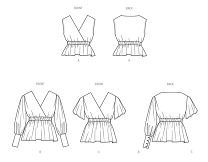 Simplicity S3004 sewing pattern envelope showing tops