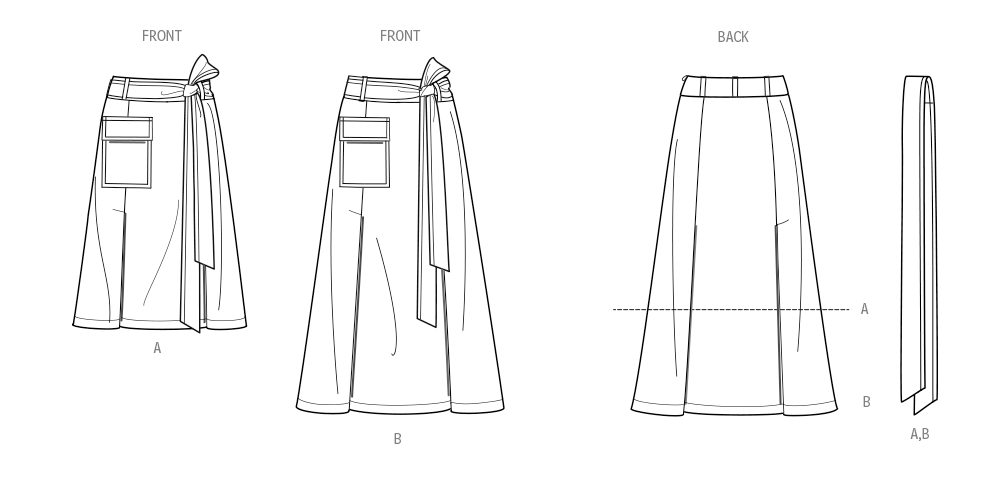 Simplicity S3005 sewing pattern envelope showing skirts and trousers
