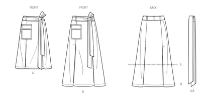 Simplicity S3005 sewing pattern envelope showing skirts and trousers