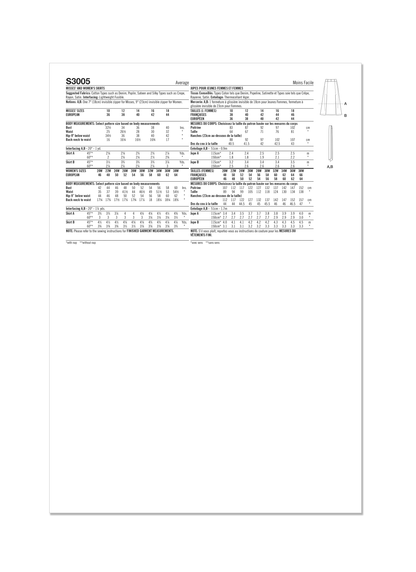 Simplicity S3005 sewing pattern envelope showing skirts and trousers