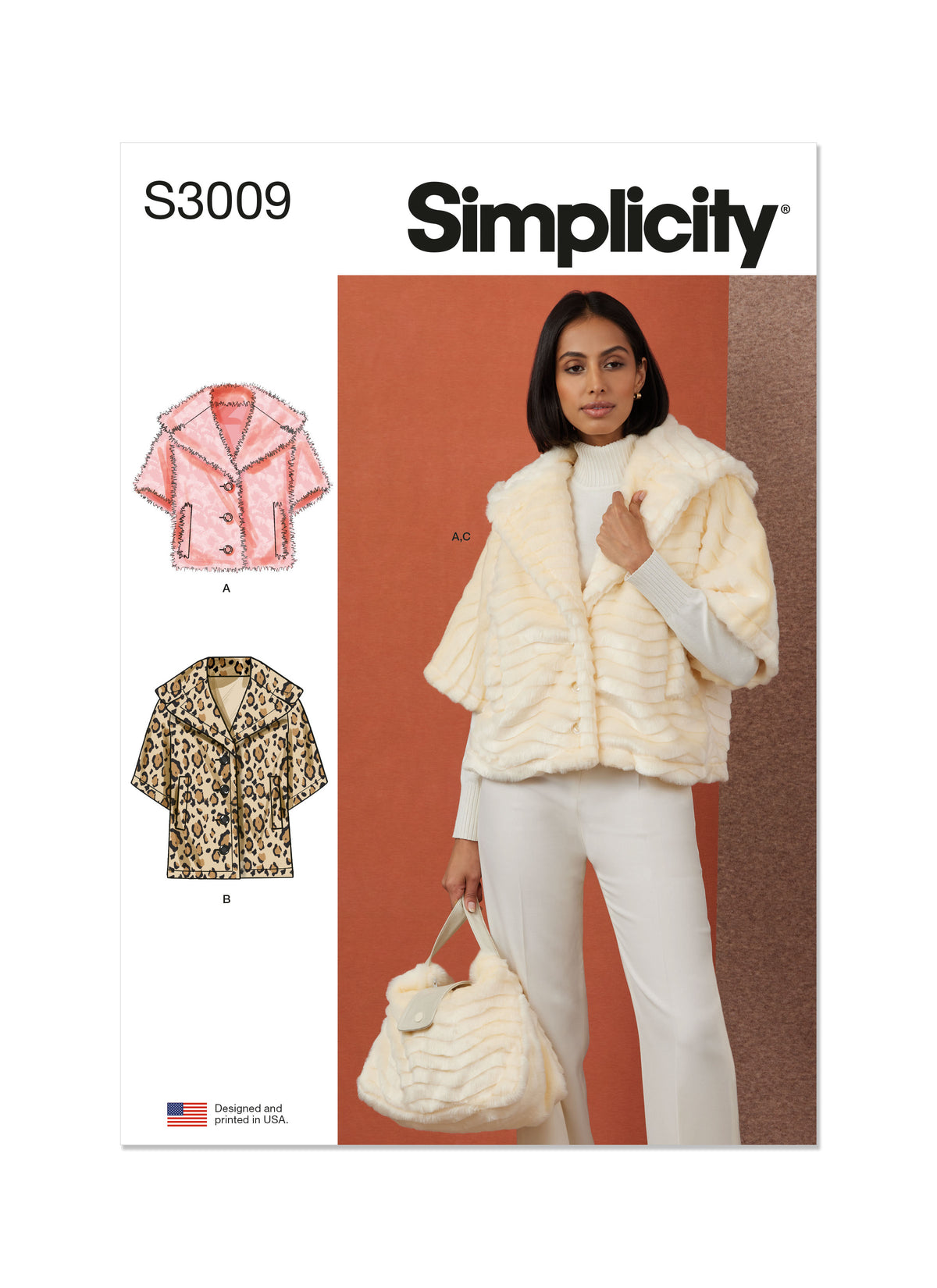 Simplicity S3009 sewing pattern envelope showing jackets and coats