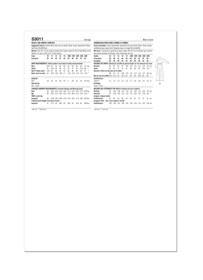 Simplicity S3011 sewing pattern envelope showing casual wear