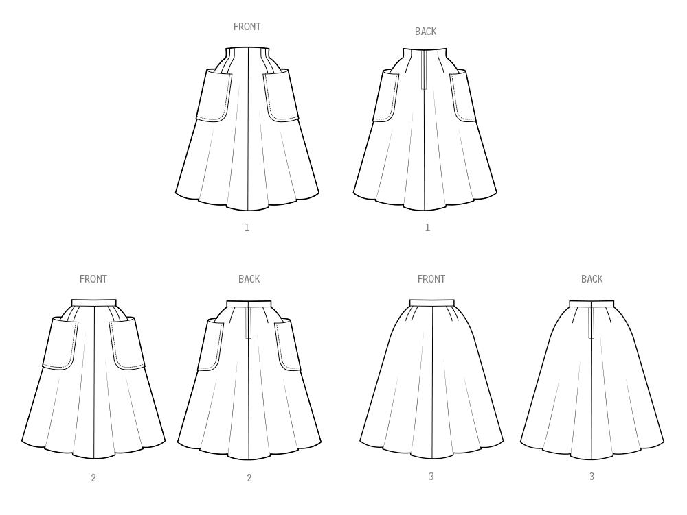 Simplicity S3016 sewing pattern envelope showing skirts