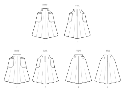 Simplicity S3016 sewing pattern envelope showing skirts
