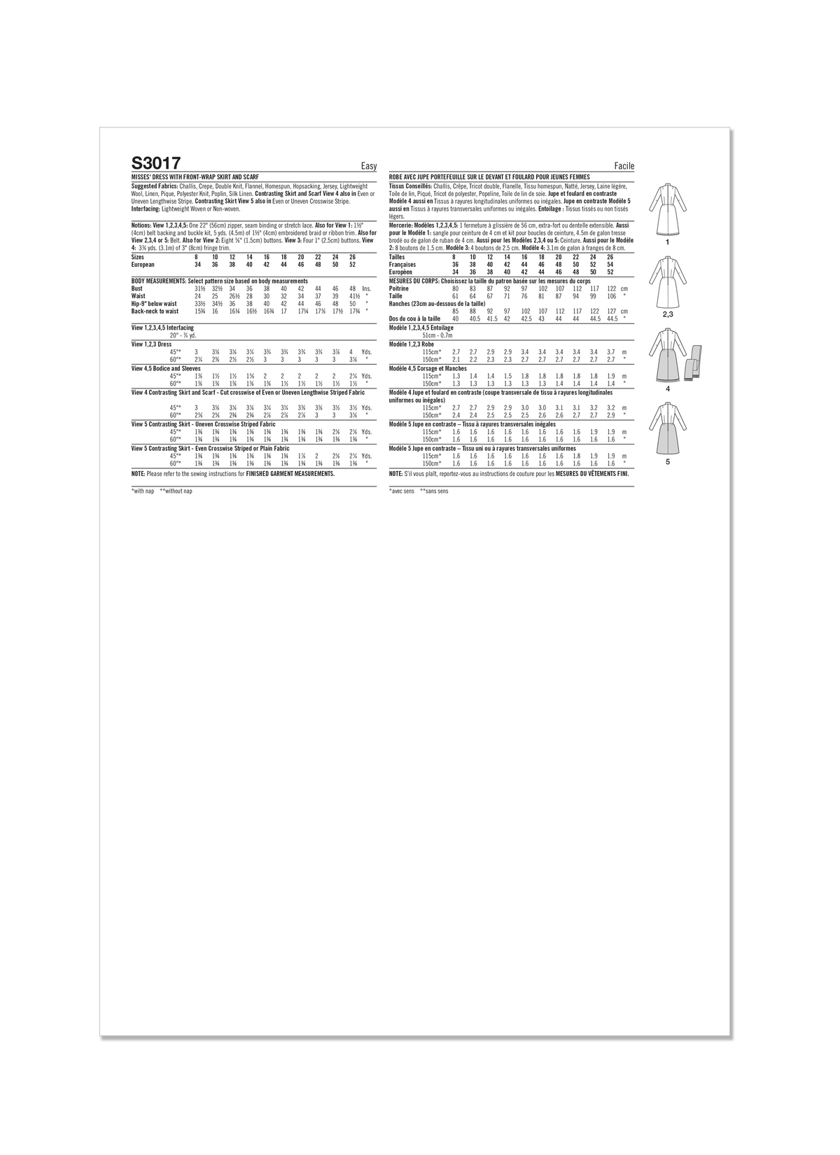Simplicity S3017 sewing pattern envelope showing dresses