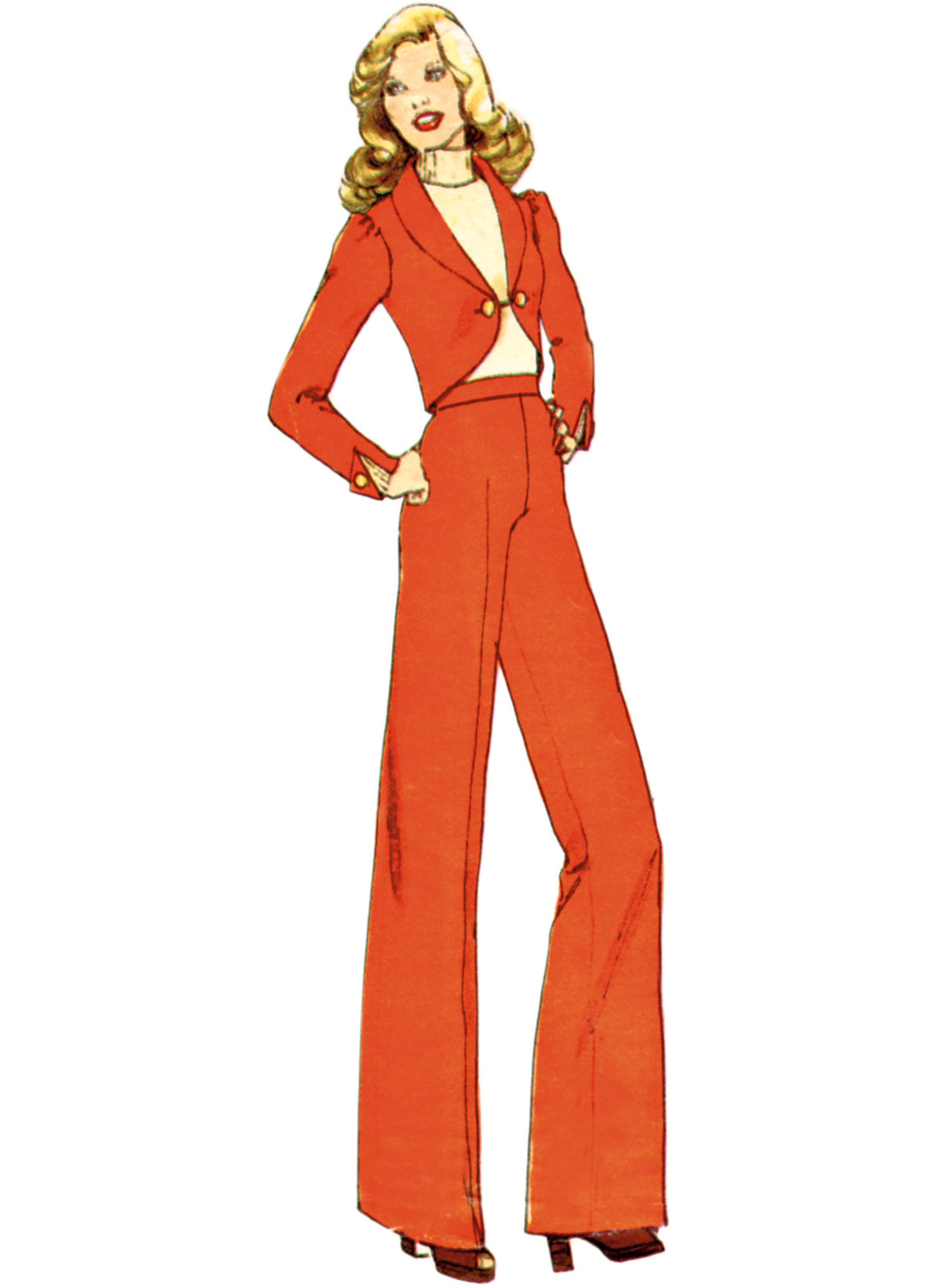 Simplicity S3018 sewing pattern envelope showing 1970s jacket, skirt & trousers designs