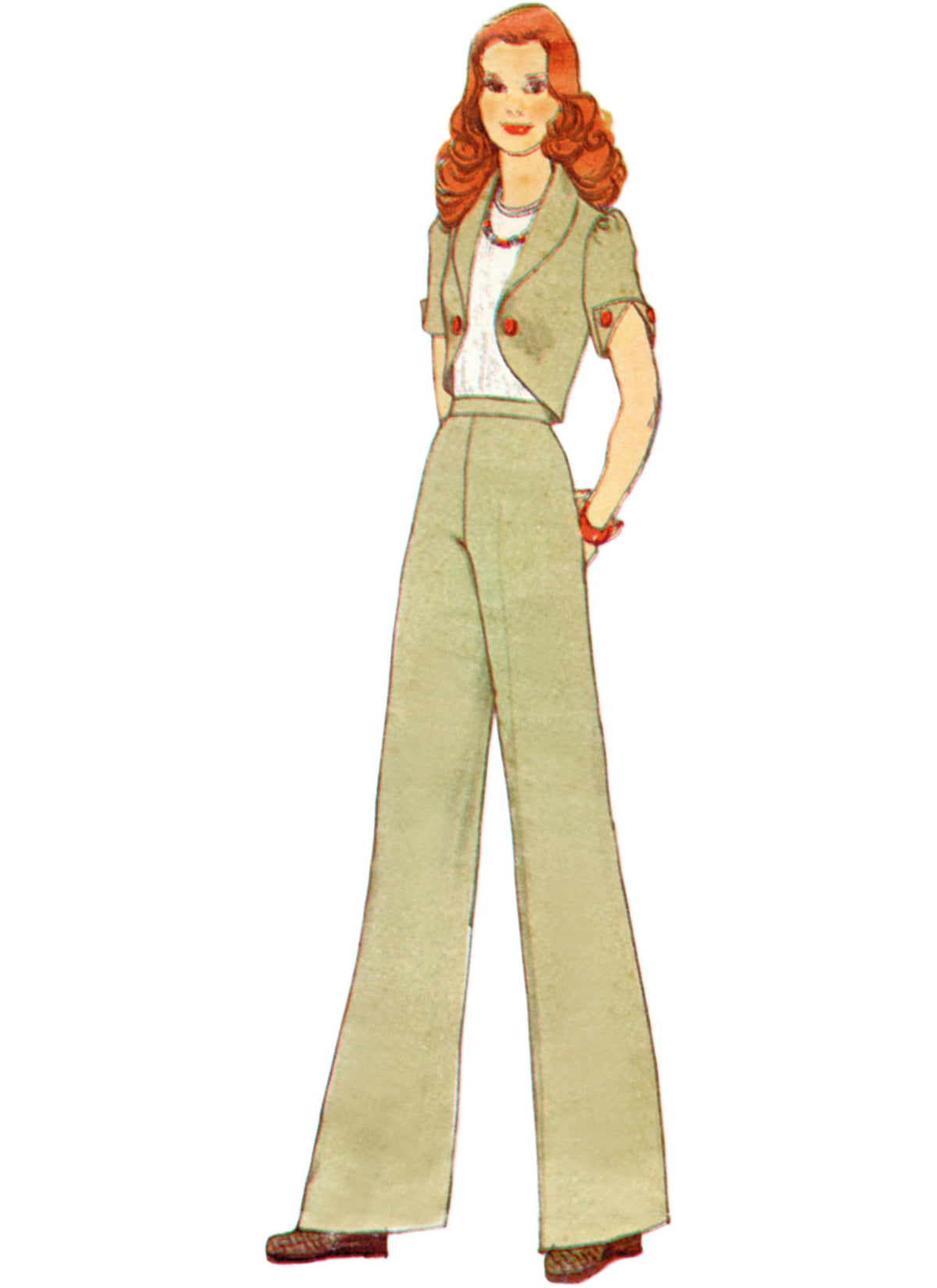 Simplicity S3018 sewing pattern envelope showing 1970s jacket, skirt & trousers designs