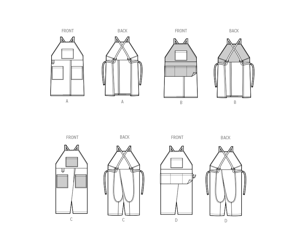 Simplicity S3021 sewing pattern envelope showing aprons designs