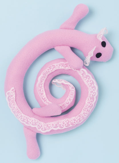 Simplicity S3022 sewing pattern envelope showing stuffed snake, axolotl & dragon toys designs