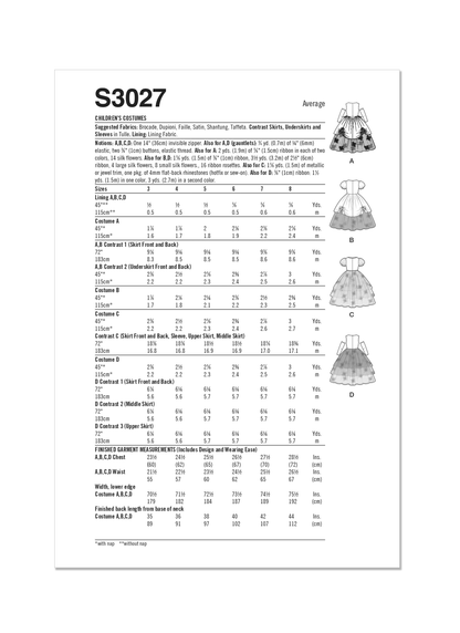 Simplicity S3027 sewing pattern envelope showing child's costume designs