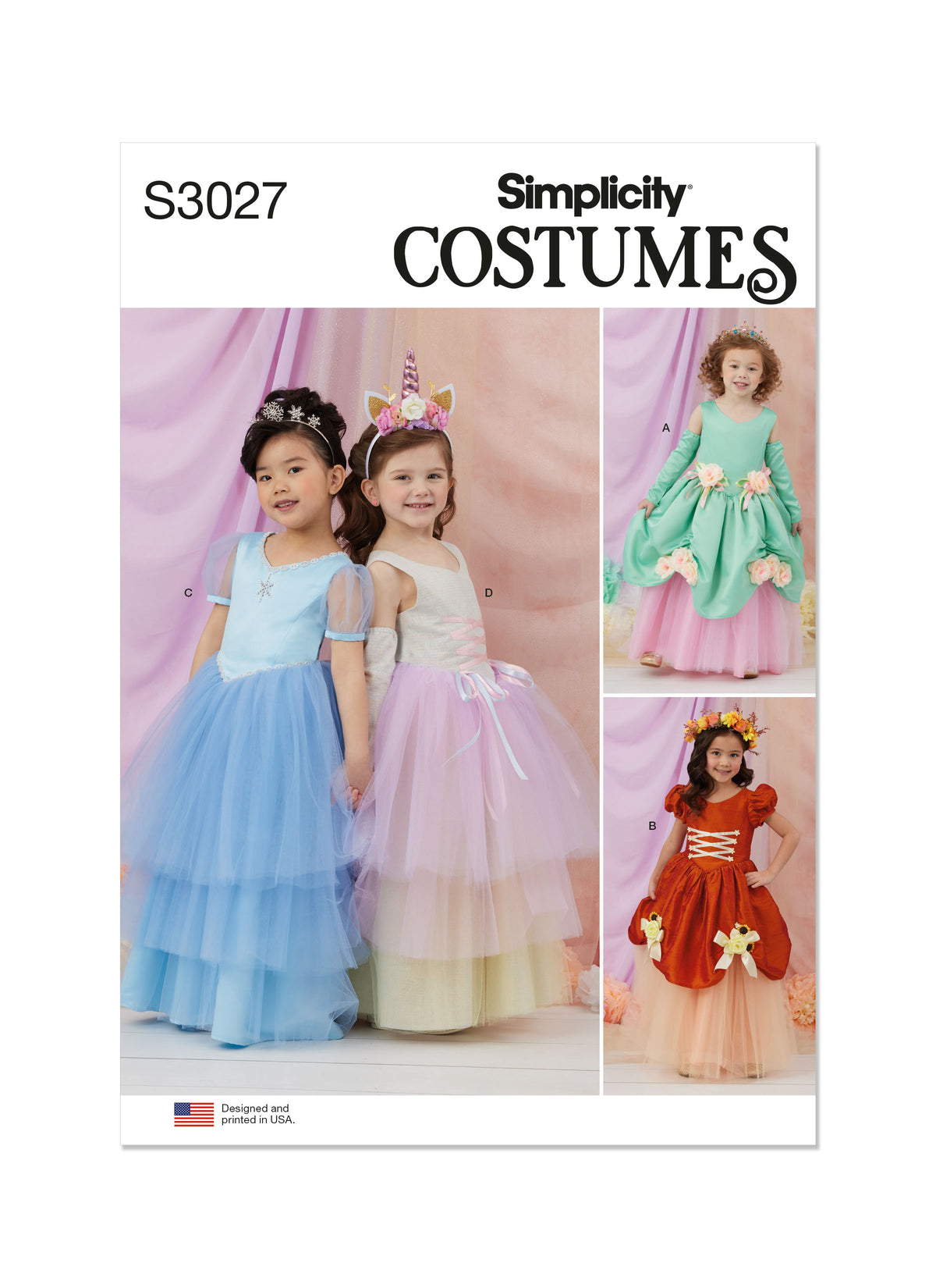 Simplicity S3027 sewing pattern envelope showing child's costume designs