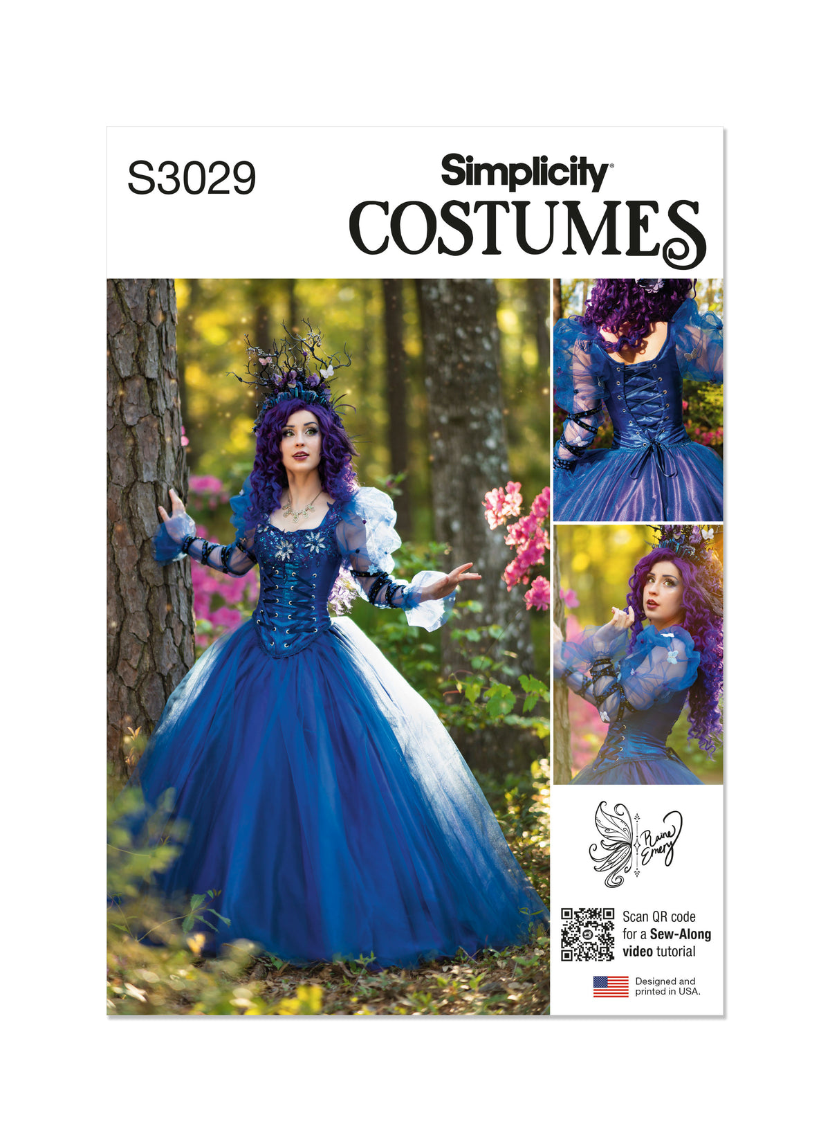 Simplicity S3029 sewing pattern envelope showing two-piece corset costume designs